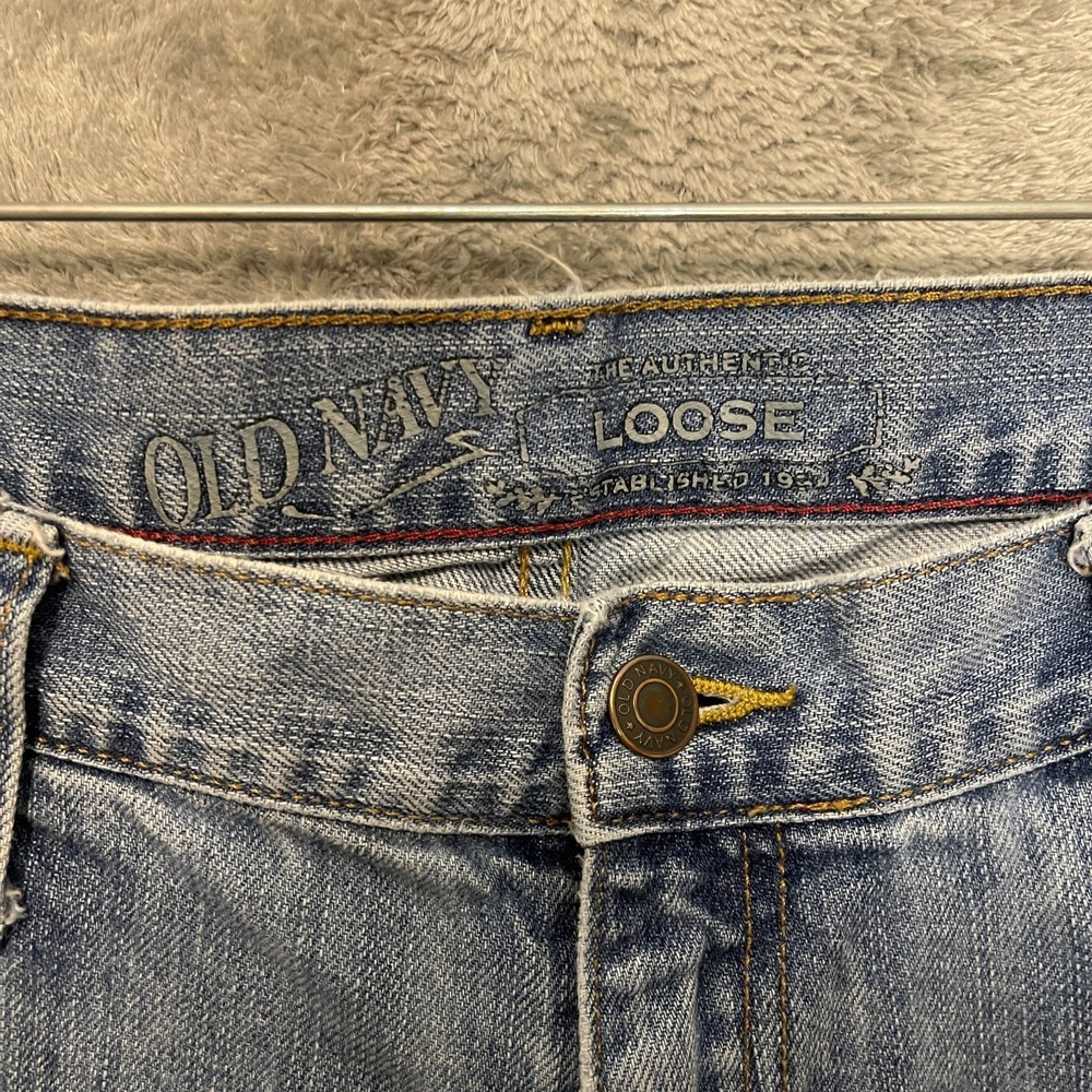 Old Navy Loose Straight Denim Jean 38x32 Y2K Men Relaxed Mid Rise Light Wash - Picture 7 of 13